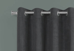 Monarch Specialties I 9803 Rideau, Ensemble 2pcs, 54"w X 84"l, Obscurcissement De La Pièce, Passe-fil, Salon, Chambre À Coucher, Cuisine, Micro Suède, Polyester, Gris, Contemporain, Moderne - Simple Boutique