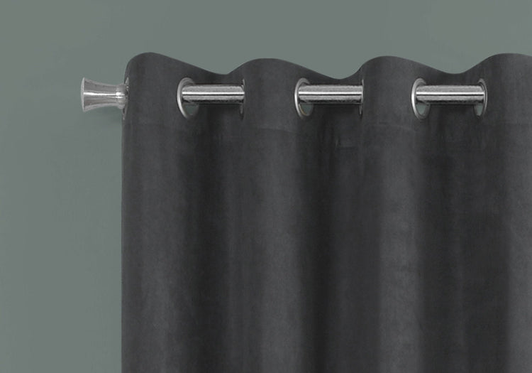 Monarch Specialties I 9803 Rideau, Ensemble 2pcs, 54"w X 84"l, Obscurcissement De La Pièce, Passe-fil, Salon, Chambre À Coucher, Cuisine, Micro Suède, Polyester, Gris, Contemporain, Moderne - Simple Boutique