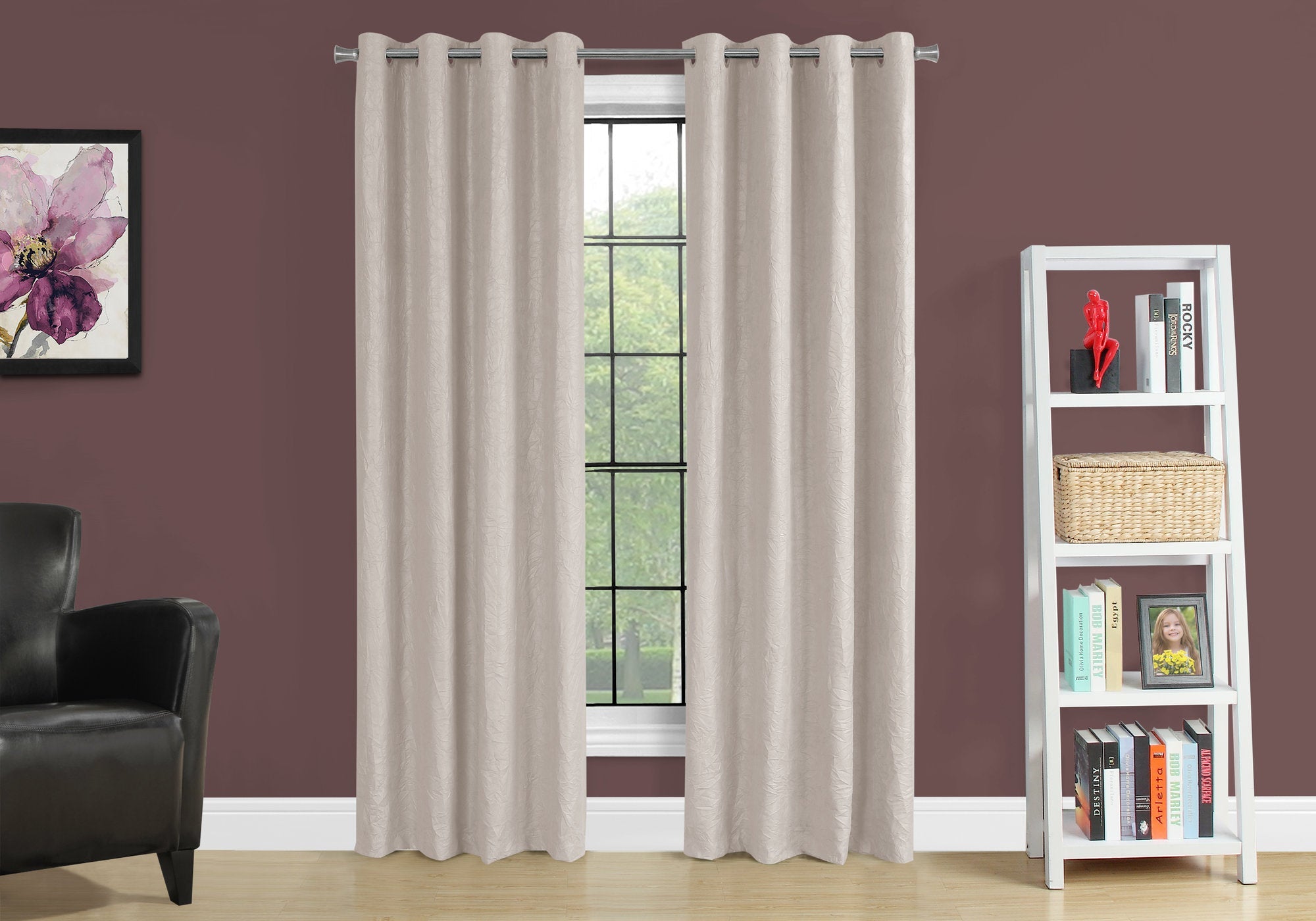 Monarch Specialties I 9817 Rideau, Ensemble 2pcs, 54"w X 84"l, Obscurcissement De La Pièce, Passe-fil, Salon, Chambre À Coucher, Cuisine, Micro Suède, Polyester, Beige, Contemporain, Moderne - Simple Boutique
