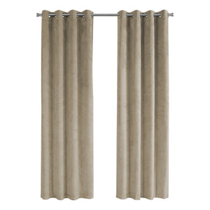 Monarch Specialties I 9820 Rideau, Ensemble 2pcs, 54"w X 84"l, Obscurcissement De La Pièce, Passe-fil, Salon, Chambre À Coucher, Cuisine, Velours, Polyester, Beige, Contemporain, Moderne - Simple Boutique