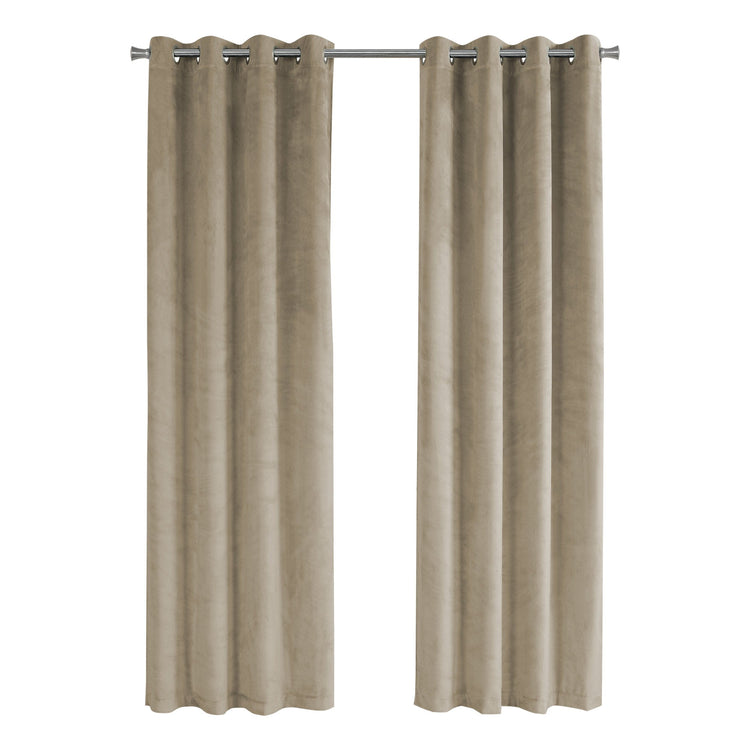 Monarch Specialties I 9820 Rideau, Ensemble 2pcs, 54"w X 84"l, Obscurcissement De La Pièce, Passe-fil, Salon, Chambre À Coucher, Cuisine, Velours, Polyester, Beige, Contemporain, Moderne - Simple Boutique