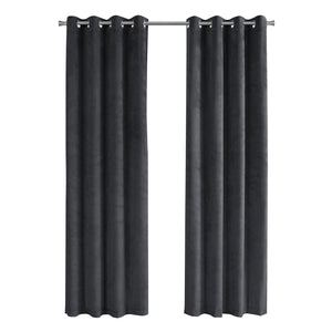 Monarch Specialties I 9823 Rideau, Ensemble 2pcs, 54"w X 84"l, Obscurcissement De La Pièce, Passe-fil, Salon, Chambre À Coucher, Cuisine, Velours, Polyester, Gris, Contemporain, Moderne - Simple Boutique