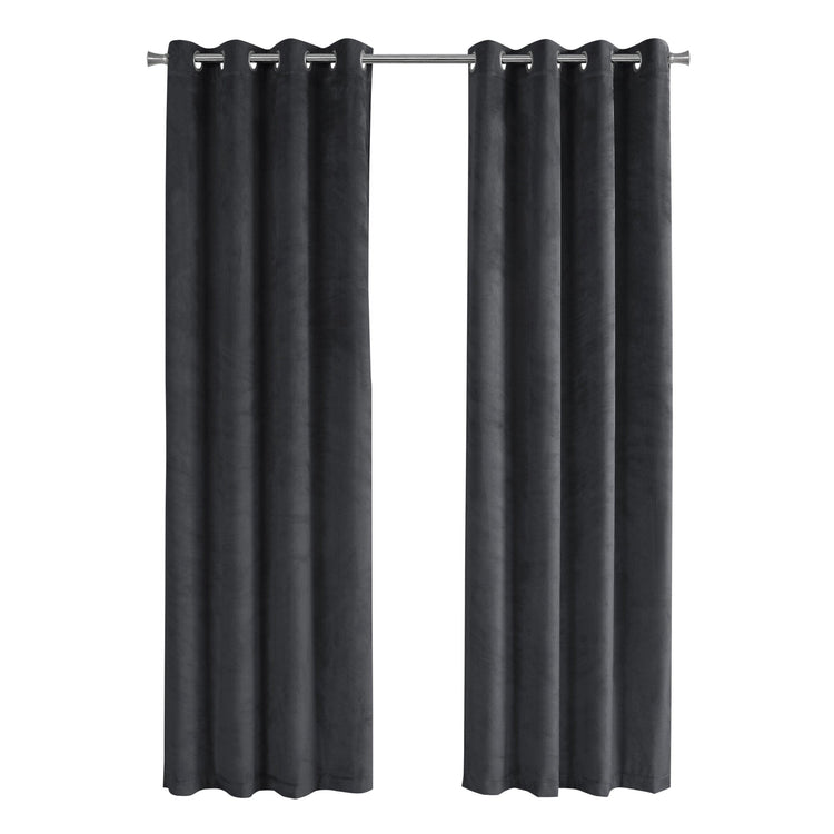 Monarch Specialties I 9823 Rideau, Ensemble 2pcs, 54"w X 84"l, Obscurcissement De La Pièce, Passe-fil, Salon, Chambre À Coucher, Cuisine, Velours, Polyester, Gris, Contemporain, Moderne - Simple Boutique