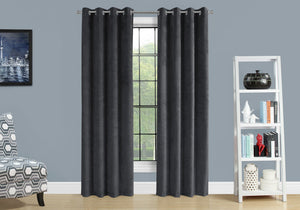 Monarch Specialties I 9823 Rideau, Ensemble 2pcs, 54"w X 84"l, Obscurcissement De La Pièce, Passe-fil, Salon, Chambre À Coucher, Cuisine, Velours, Polyester, Gris, Contemporain, Moderne - Simple Boutique