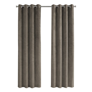 Monarch Specialties I 9826 Rideau, Ensemble 2pcs, 54"w X 84"l, Obscurcissement De La Pièce, Passe-fil, Salon, Chambre À Coucher, Cuisine, Velours, Polyester, Beige, Contemporain, Moderne - Simple Boutique