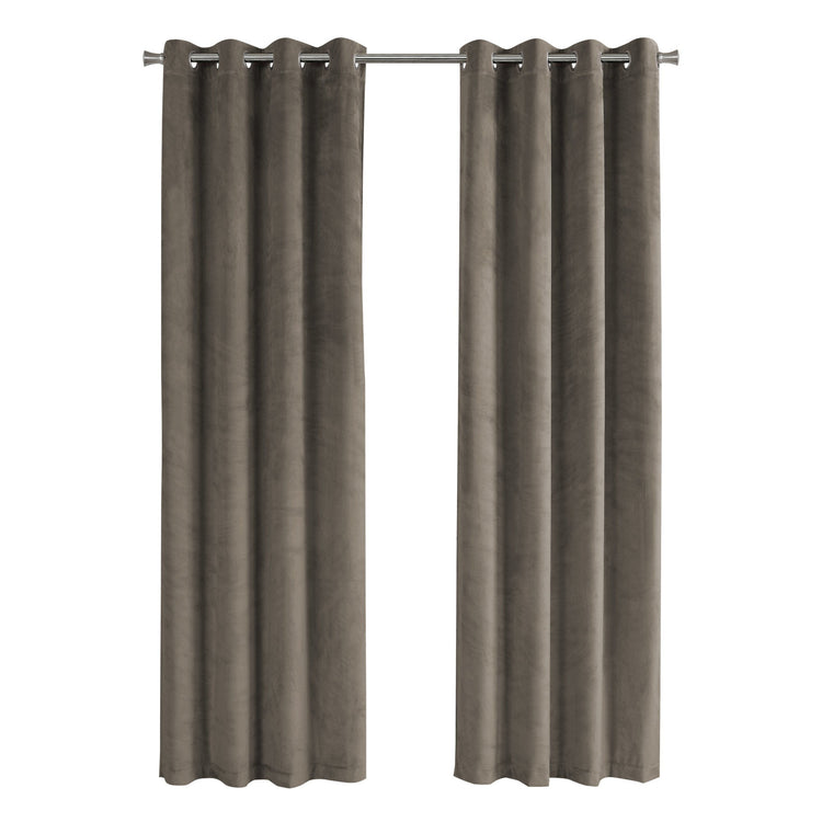 Monarch Specialties I 9826 Rideau, Ensemble 2pcs, 54"w X 84"l, Obscurcissement De La Pièce, Passe-fil, Salon, Chambre À Coucher, Cuisine, Velours, Polyester, Beige, Contemporain, Moderne - Simple Boutique