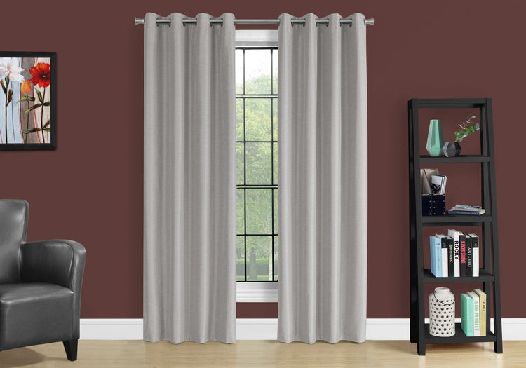 Monarch Specialties I 9835 Rideau, Ensemble 2pcs, 54"w X 84"l, 100% Bloque Lumiere, Passe-fil, Salon, Chambre À Coucher, Cuisine, Isolation Thermique, Polyester, Gris, Contemporain, Moderne - Simple Boutique