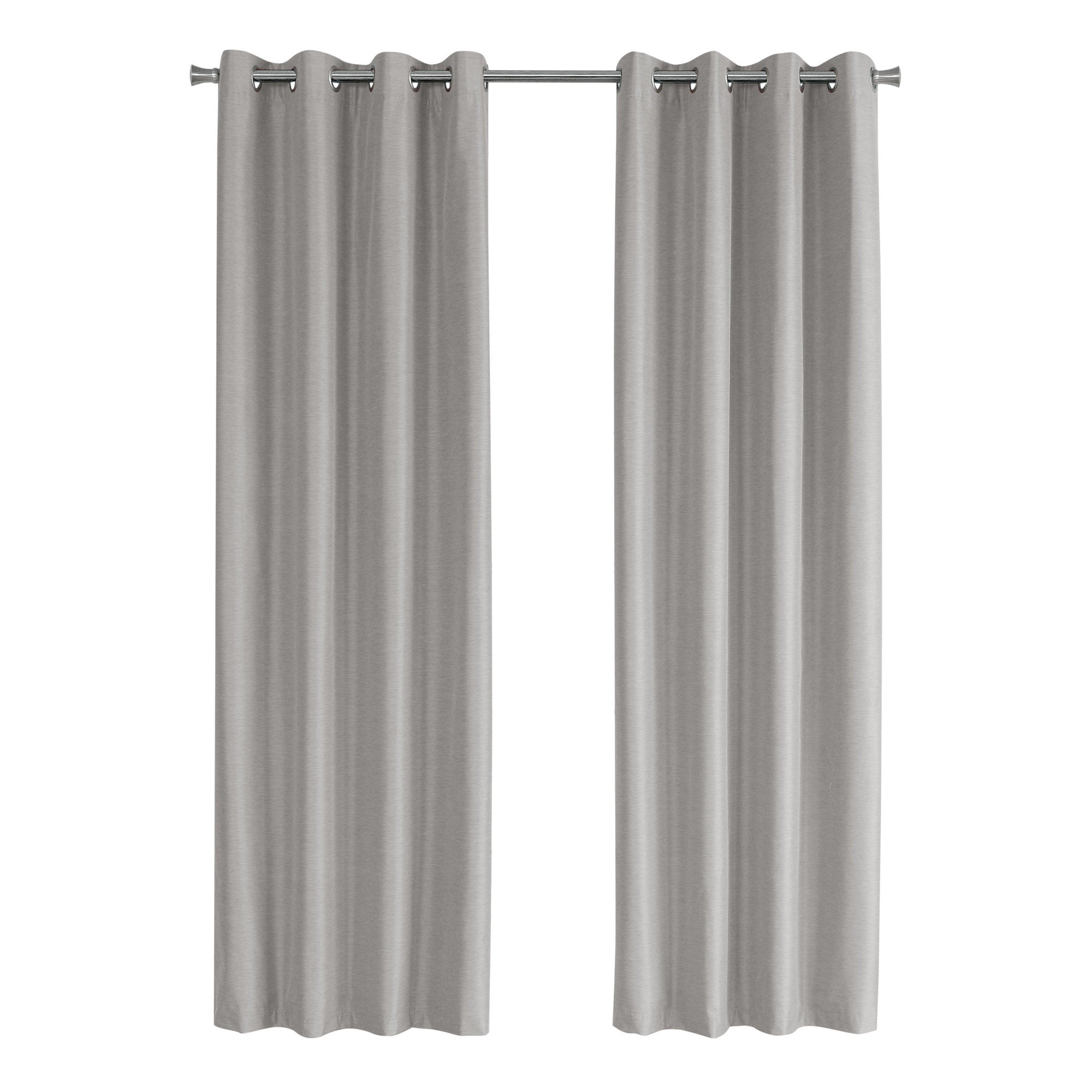 Monarch Specialties I 9836 Rideau, Ensemble 2pcs, 54"w X 95"l, 100% Bloque Lumiere, Passe-fil, Salon, Chambre À Coucher, Cuisine, Isolation Thermique, Polyester, Gris, Contemporain, Moderne - Simple Boutique
