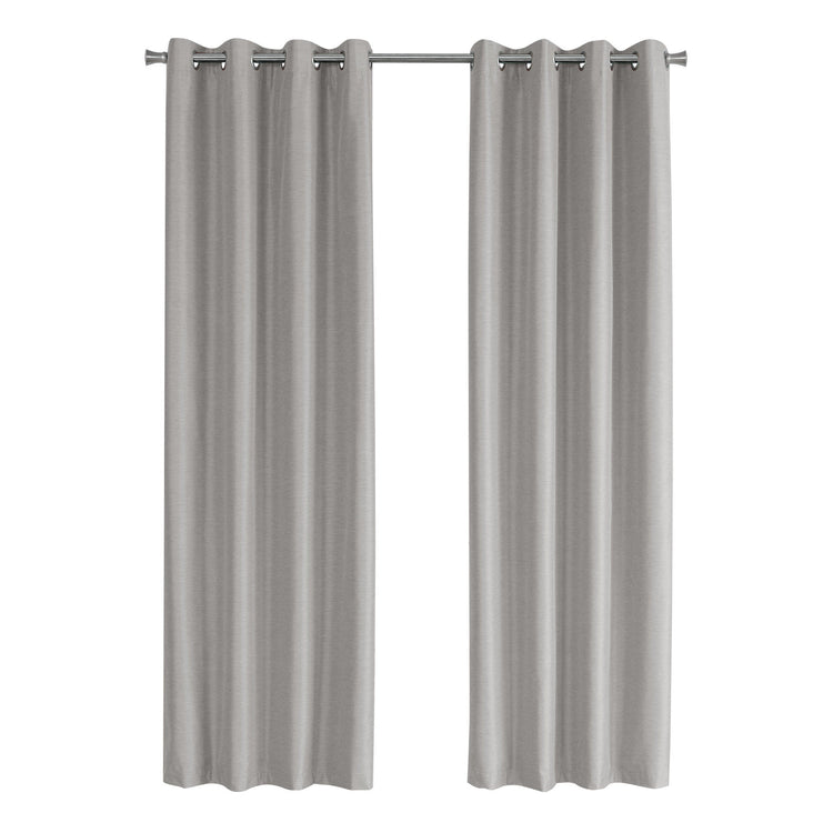 Monarch Specialties I 9836 Rideau, Ensemble 2pcs, 54"w X 95"l, 100% Bloque Lumiere, Passe-fil, Salon, Chambre À Coucher, Cuisine, Isolation Thermique, Polyester, Gris, Contemporain, Moderne - Simple Boutique