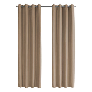 Monarch Specialties I 9839 Rideau, Ensemble 2pcs, 54"w X 95"l, 100% Bloque Lumiere, Passe-fil, Salon, Chambre À Coucher, Cuisine, Isolation Thermique, Polyester, Brun, Contemporain, Moderne - Simple Boutique