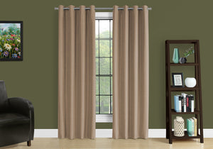 Monarch Specialties I 9839 Rideau, Ensemble 2pcs, 54"w X 95"l, 100% Bloque Lumiere, Passe-fil, Salon, Chambre À Coucher, Cuisine, Isolation Thermique, Polyester, Brun, Contemporain, Moderne - Simple Boutique