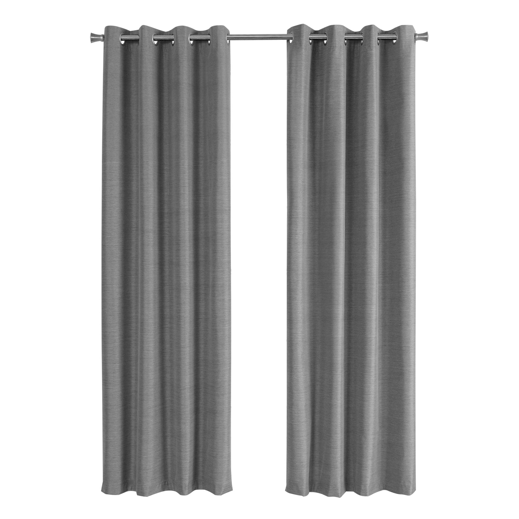 Monarch Specialties I 9841 Rideau, Ensemble 2pcs, 54"w X 84"l, 100% Bloque Lumiere, Passe-fil, Salon, Chambre À Coucher, Cuisine, Isolation Thermique, Polyester, Gris, Contemporain, Moderne - Simple Boutique
