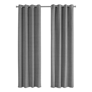 Monarch Specialties I 9841 Rideau, Ensemble 2pcs, 54"w X 84"l, 100% Bloque Lumiere, Passe-fil, Salon, Chambre À Coucher, Cuisine, Isolation Thermique, Polyester, Gris, Contemporain, Moderne - Simple Boutique