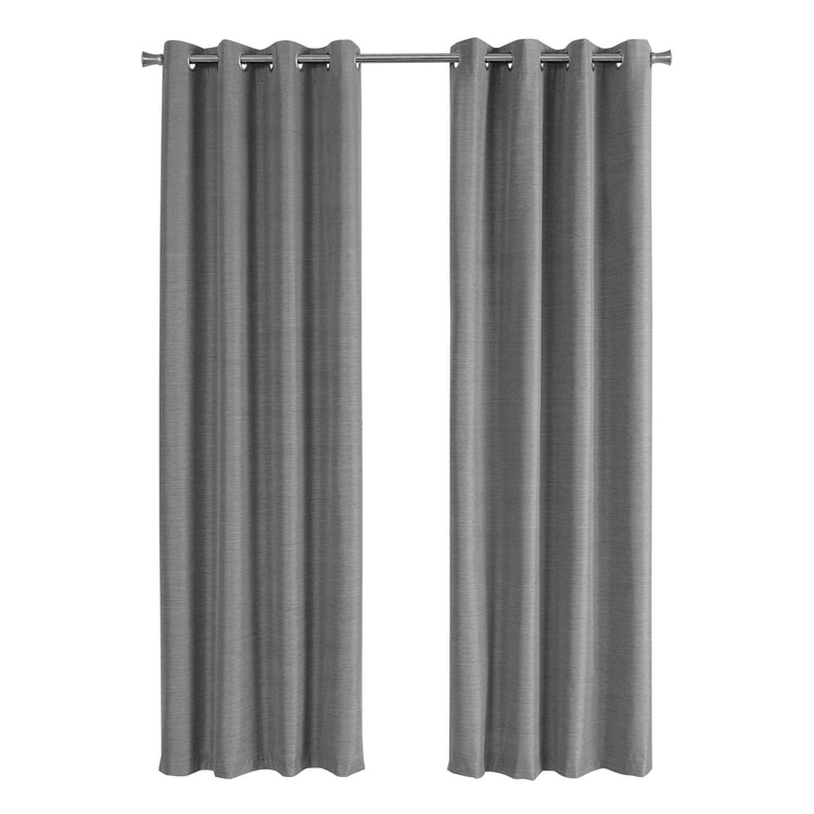 Monarch Specialties I 9841 Rideau, Ensemble 2pcs, 54"w X 84"l, 100% Bloque Lumiere, Passe-fil, Salon, Chambre À Coucher, Cuisine, Isolation Thermique, Polyester, Gris, Contemporain, Moderne - Simple Boutique
