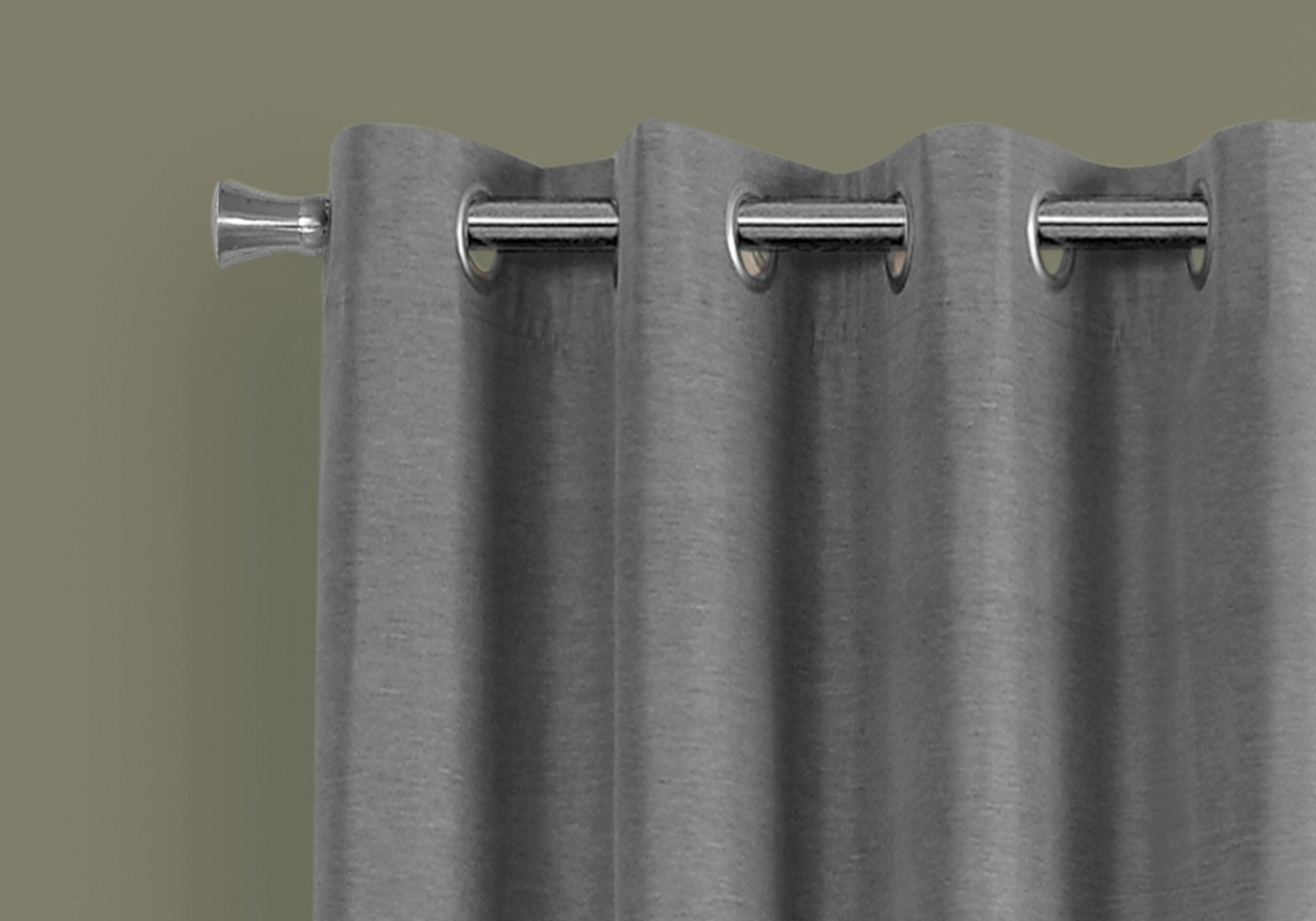 Monarch Specialties I 9841 Rideau, Ensemble 2pcs, 54"w X 84"l, 100% Bloque Lumiere, Passe-fil, Salon, Chambre À Coucher, Cuisine, Isolation Thermique, Polyester, Gris, Contemporain, Moderne - Simple Boutique