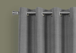 Monarch Specialties I 9841 Rideau, Ensemble 2pcs, 54"w X 84"l, 100% Bloque Lumiere, Passe-fil, Salon, Chambre À Coucher, Cuisine, Isolation Thermique, Polyester, Gris, Contemporain, Moderne - Simple Boutique