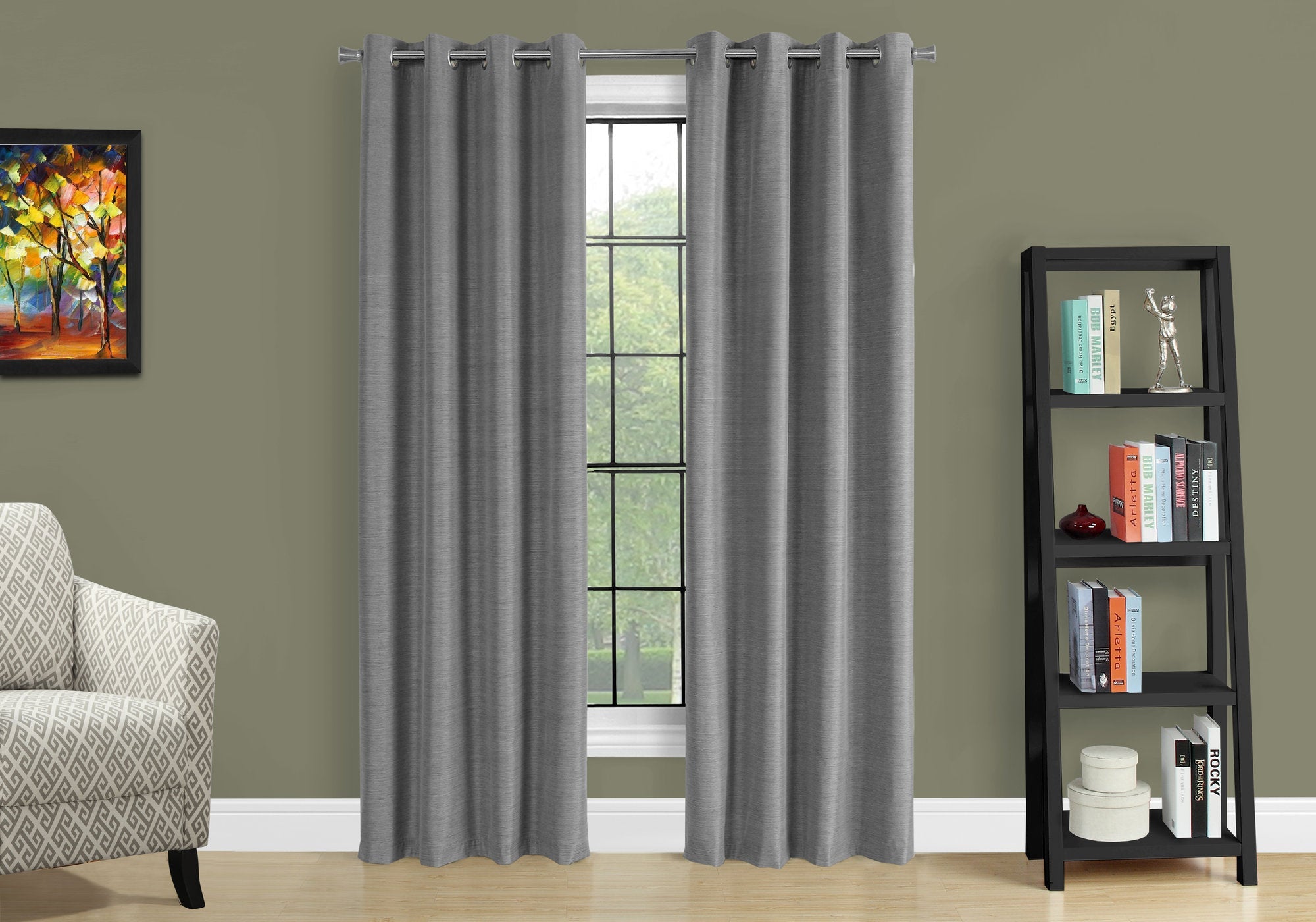 Monarch Specialties I 9841 Rideau, Ensemble 2pcs, 54"w X 84"l, 100% Bloque Lumiere, Passe-fil, Salon, Chambre À Coucher, Cuisine, Isolation Thermique, Polyester, Gris, Contemporain, Moderne - Simple Boutique