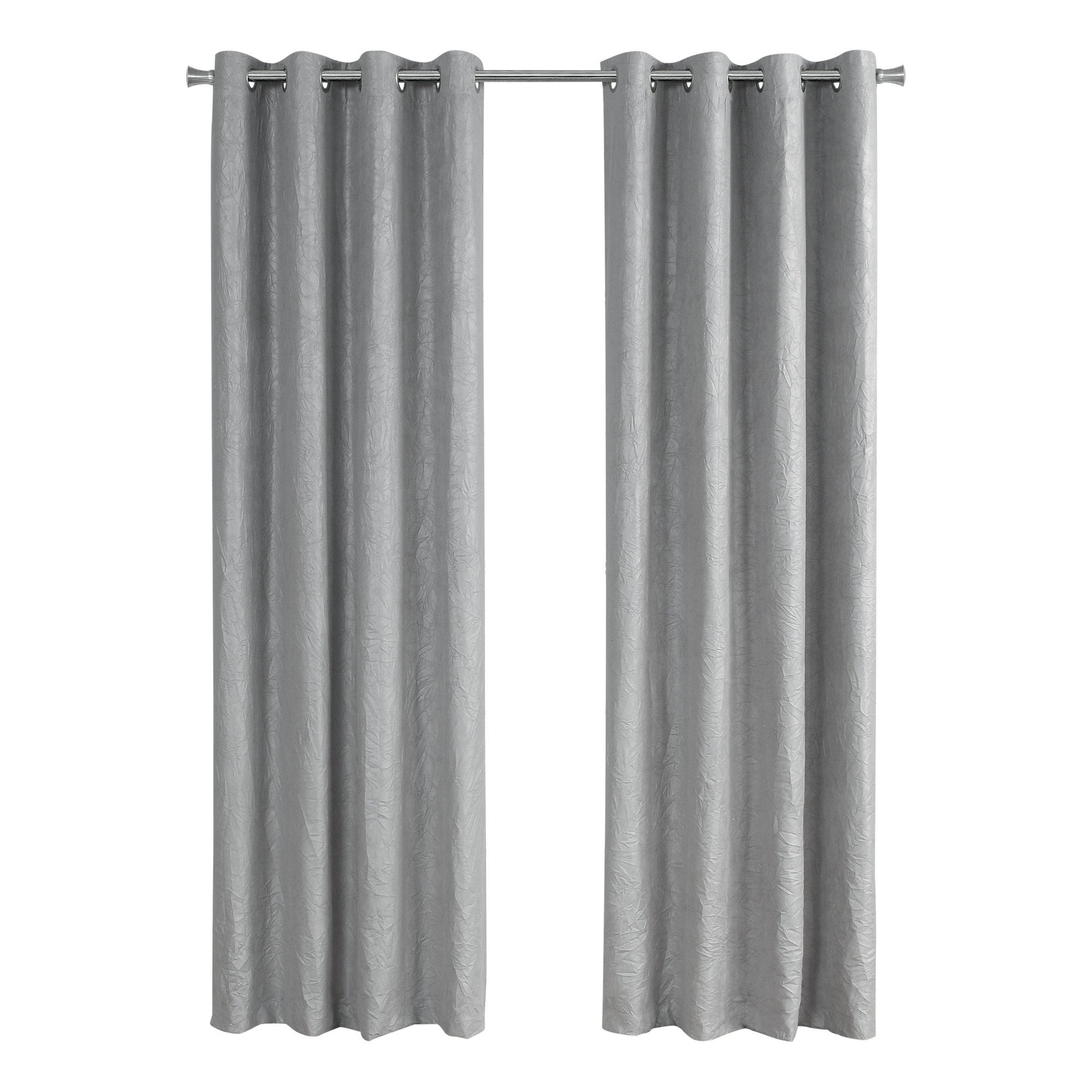 Monarch Specialties I 9845 Rideau, Ensemble 2pcs, 54"w X 95"l, Obscurcissement De La Pièce, Passe-fil, Salon, Chambre À Coucher, Cuisine, Micro Suède, Polyester, Gris, Contemporain, Moderne - Simple Boutique