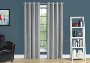 Monarch Specialties I 9845 Rideau, Ensemble 2pcs, 54"w X 95"l, Obscurcissement De La Pièce, Passe-fil, Salon, Chambre À Coucher, Cuisine, Micro Suède, Polyester, Gris, Contemporain, Moderne - Simple Boutique