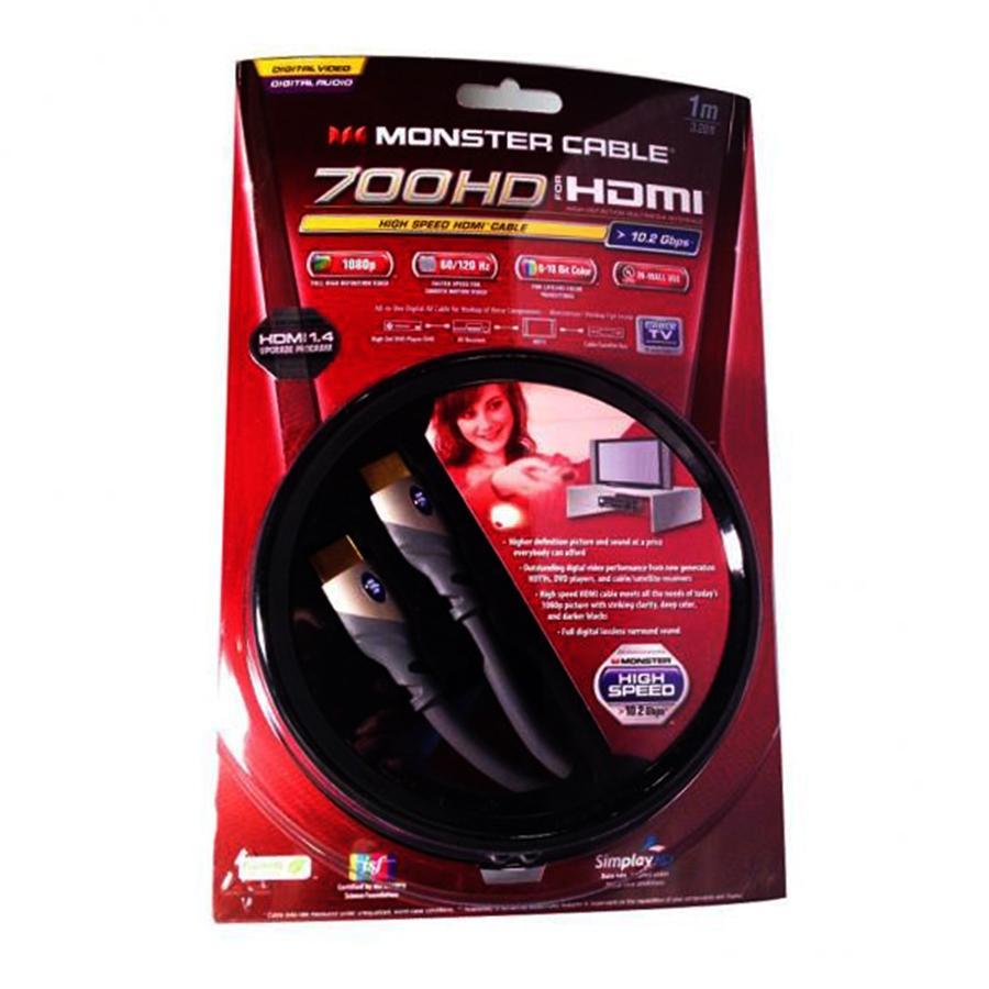 Monster Câble HDMI haute vitesse de 3 pi 700HD avec Ethernet, Connecteur Plaqué Or, Noir - Simple Boutique