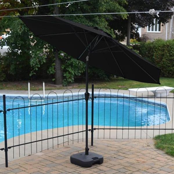 Parasol en toile octogonal 8,5' Noir - Simple Boutique