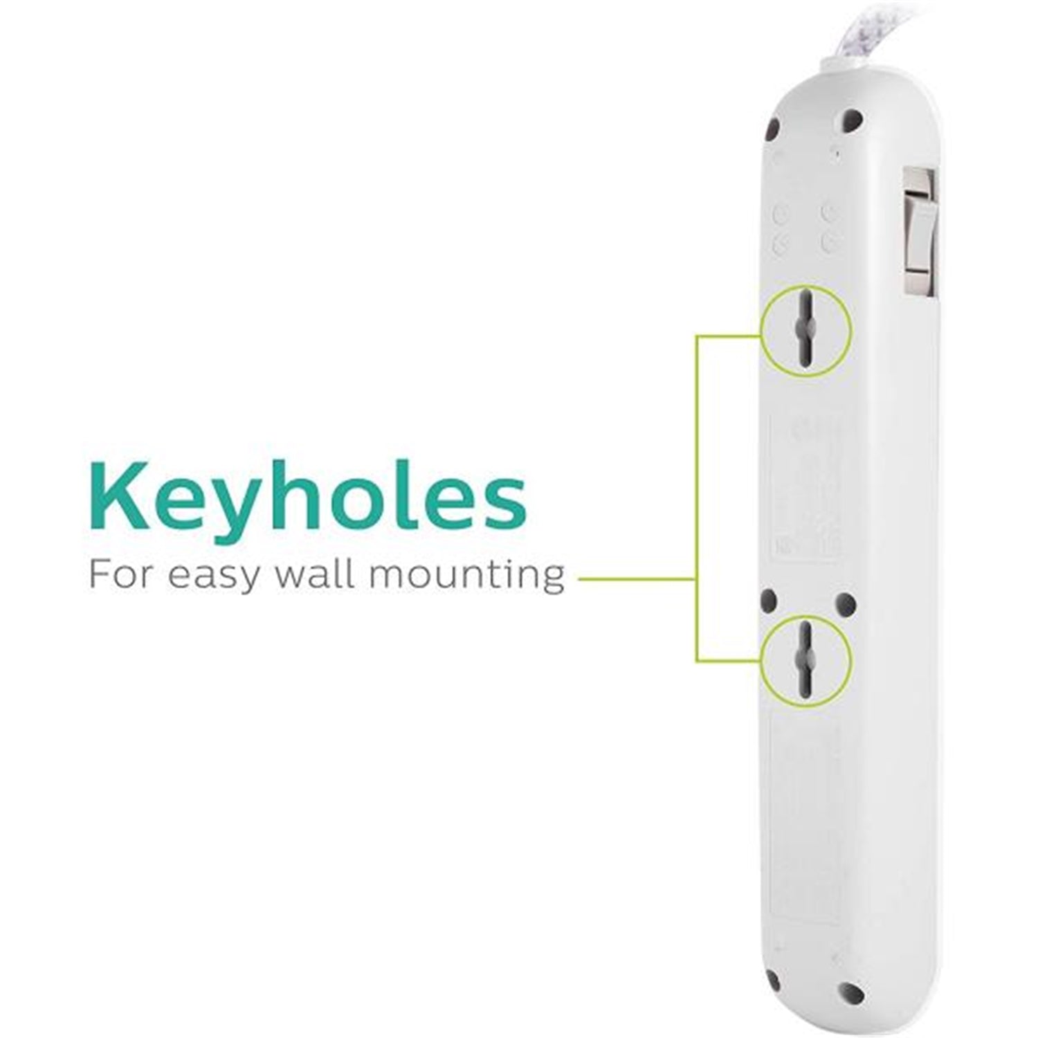 Philips - Protecteur de Surtension à 4 Prises et 2 Port USB, 720 Joules, Cordon de 4 Pieds, Blanc - Simple Boutique