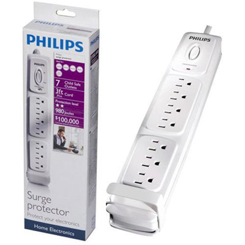 Philips Protecteur de surtension électrique 7 prises 980J 3pi - Simple Boutique