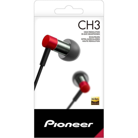 Pioneer SE-CH3T-R Écouteurs Intra-Auriculaire, Certifié Haute Résolution avec Télécommande et Microphone, Rouge