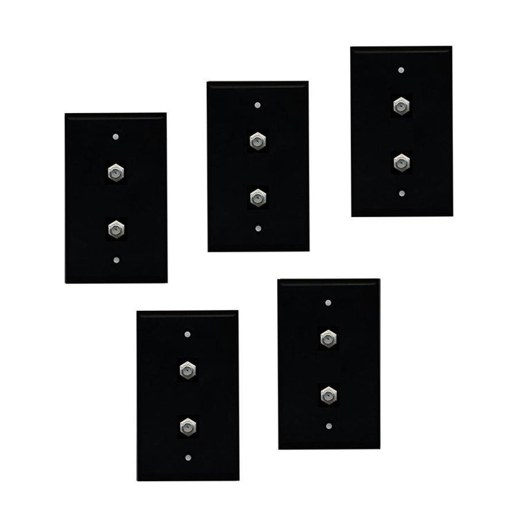 Plaque Murale de Type F Double Coaxial Noir Paquet de 5 - Simple Boutique