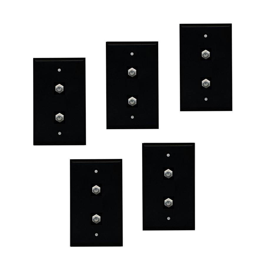 Plaque Murale de Type F Double Coaxial Noir Paquet de 5 - Simple Boutique