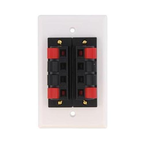 Plaque murale 4 Speaker avec connecteurs a ressort - blanche - Simple Boutique