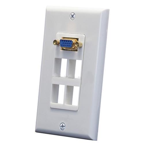 Plaque murale VGA (1 coupleur F/F) Blanc + 4 ouvertures keystone - Simple Boutique