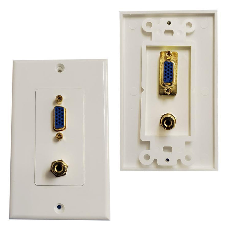 Plaque murale VGA + audio 3.5mm (1 coupleur F/F) Blanche - Simple Boutique