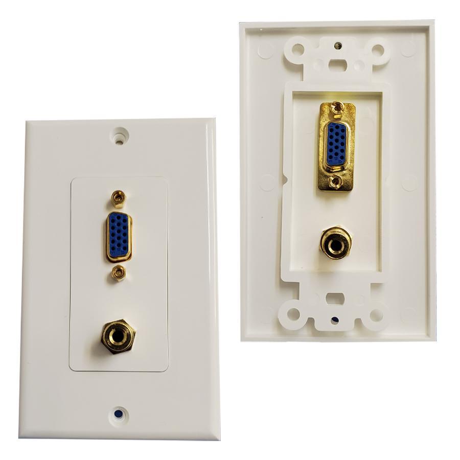 Plaque murale VGA + audio 3.5mm (1 coupleur F/F) Blanche - Simple Boutique