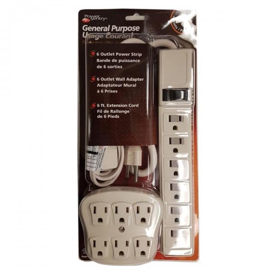 Power Sentry PPS2690WA Ensemble 3 Multiprises , Rallonge - Adapteur Mural - Barre d'alimentation - 15 Prises Blanc - Simple Boutique