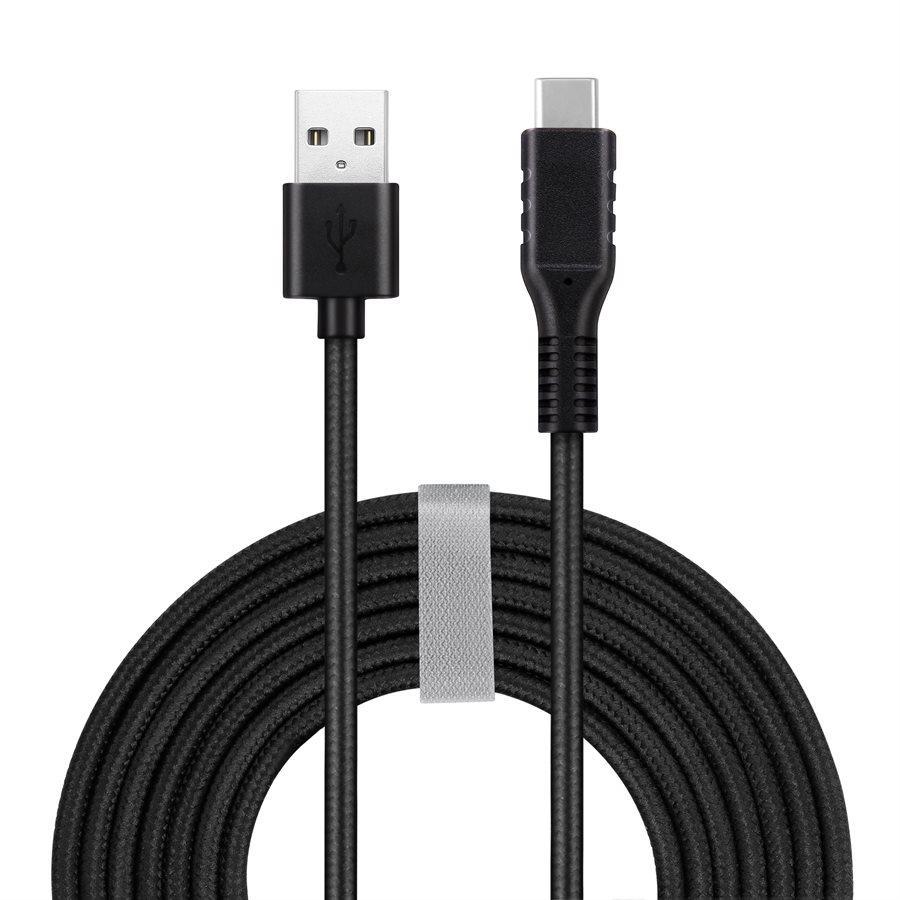 Powerology - Câble USB Type-C de 10 Pieds, Tressé, Noir