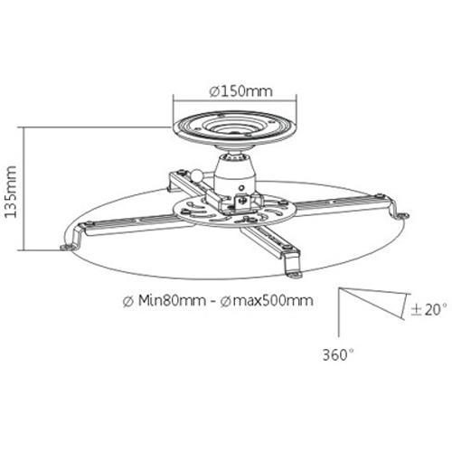 Prime Mounts Support pour projecteur universel plafond NOIR max 55lbs - Simple Boutique