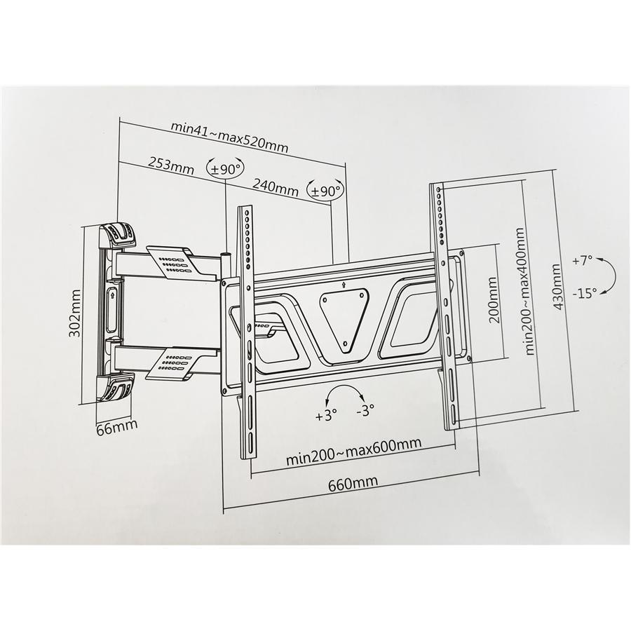 Pro HD SUPT-05 Support Mural pour Télévision LED LCD PLASMA Ultra-Plat à Mouvement Complet, VESA 600x400, 37" à 70" - Simple Boutique