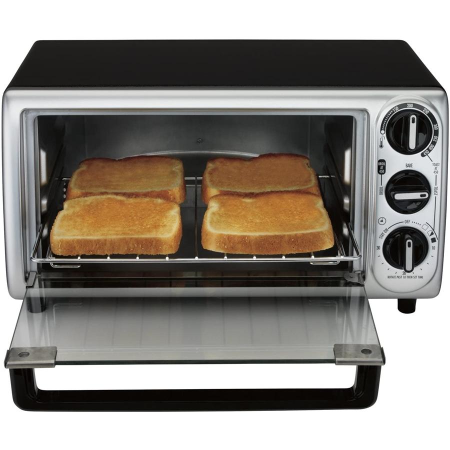 Proctor Silex - Four Grille-Pain à 4 Tranches avec Plaque de Cuisson, Noir - Simple Boutique