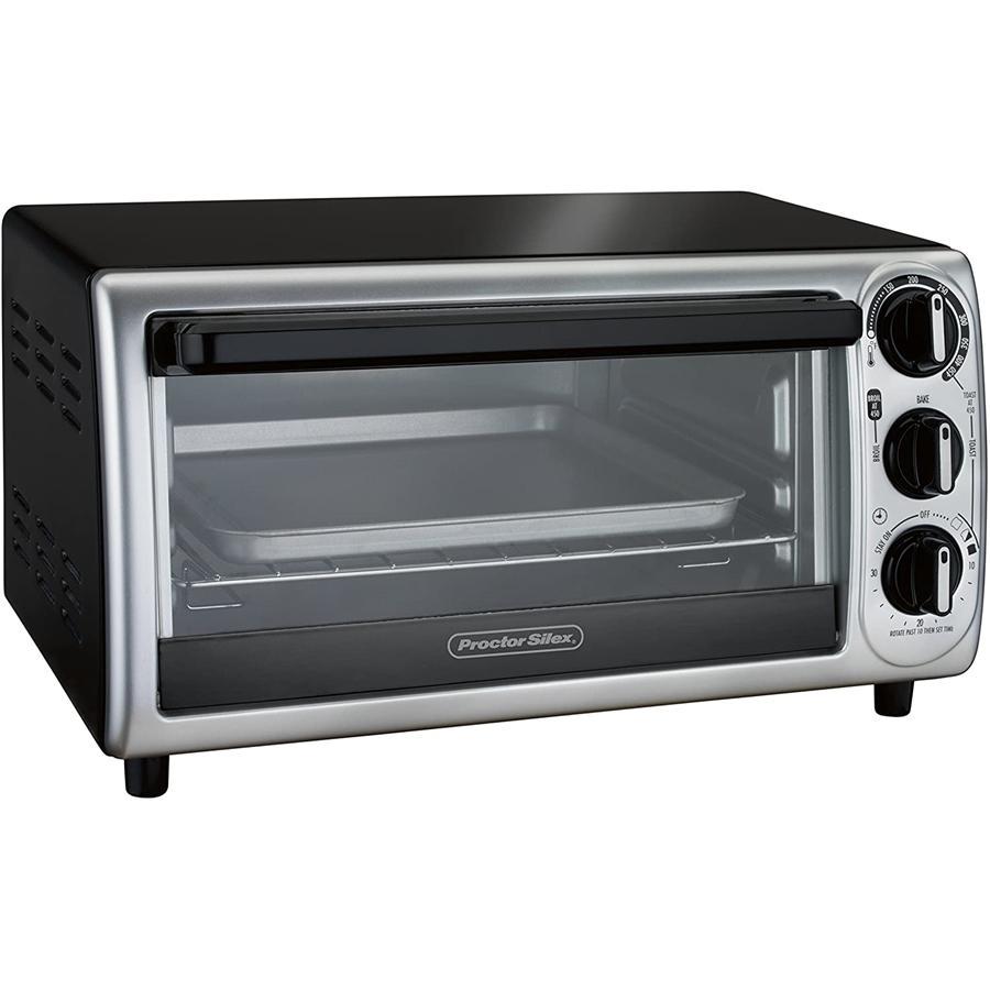 Proctor Silex - Four Grille-Pain à 4 Tranches avec Plaque de Cuisson, Noir - Simple Boutique