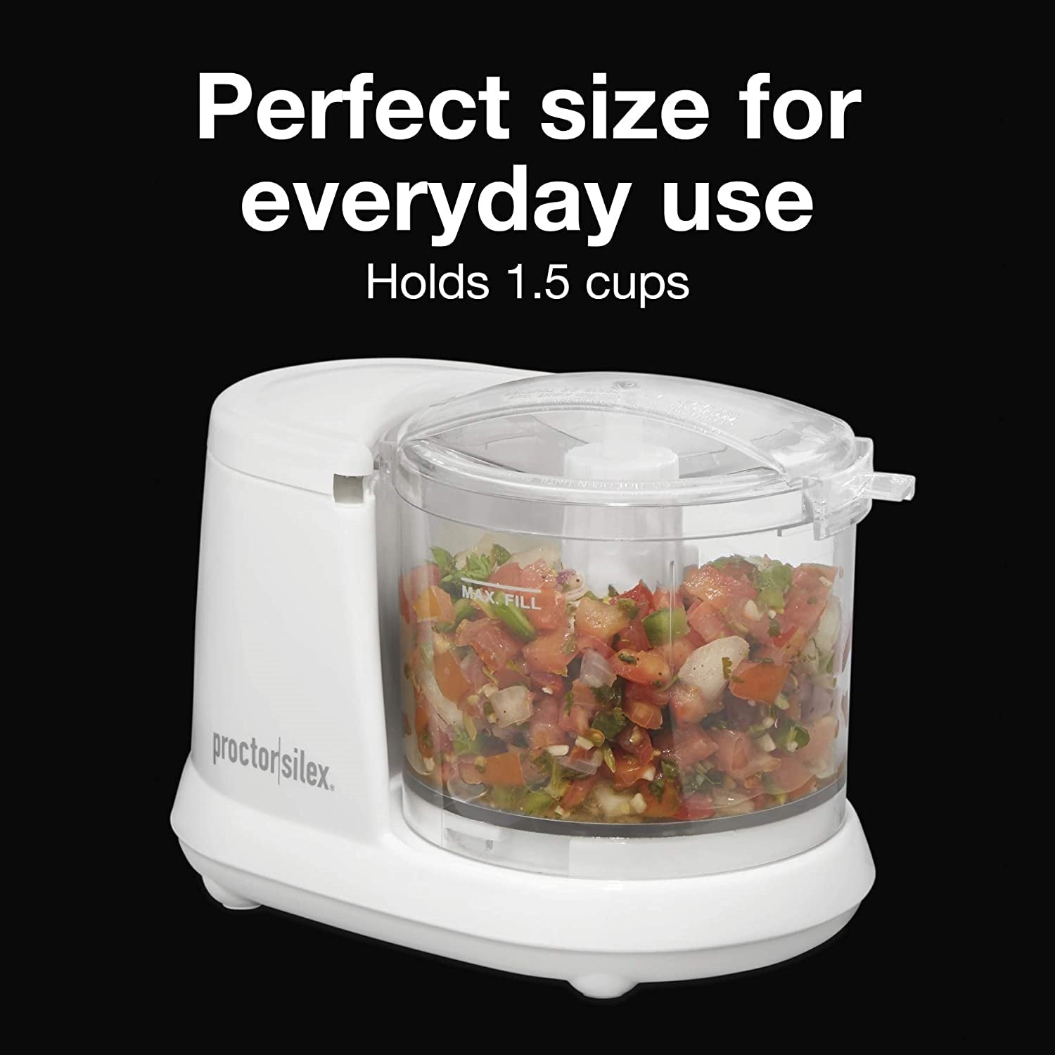 Proctor Silex - Mini Robot Culinaire/Hachoir à Légumes, Capacité 1.5 Litre, Blanc - Simple Boutique