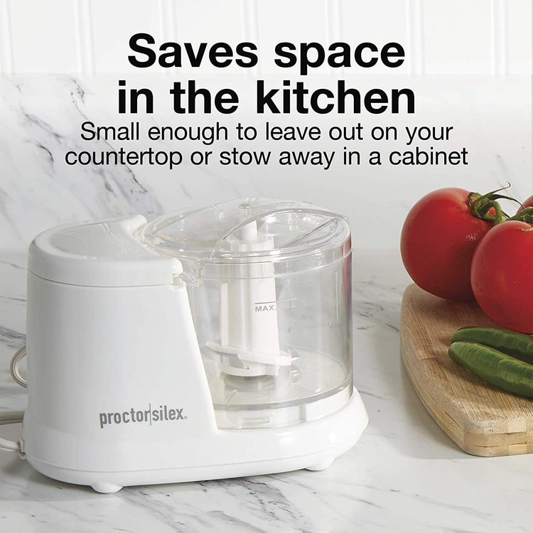 Proctor Silex - Mini Robot Culinaire/Hachoir à Légumes, Capacité 1.5 Litre, Blanc - Simple Boutique