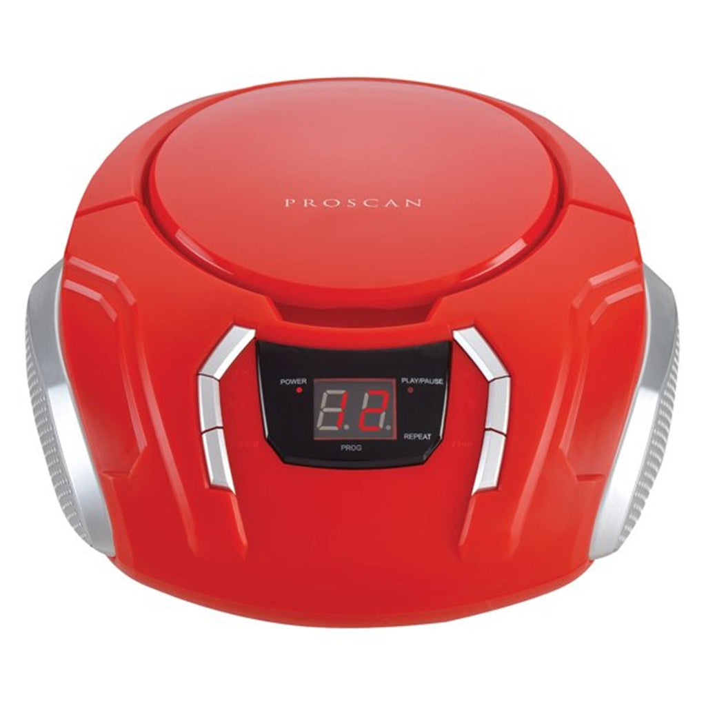 Proscan - BoomBox / Lecteur CD Portable Avec Radio AM/FM et Entrée AUX, Rouge