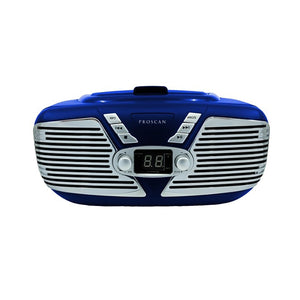 Proscan - BoomBox / Lecteur CD Portable avec Radio AM/FM, Style Rétro, Entrée AUX, Bleu - Simple Boutique
