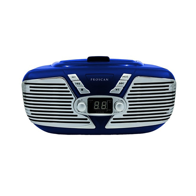 Proscan - BoomBox / Lecteur CD Portable avec Radio AM/FM, Style Rétro, Entrée AUX, Bleu - Simple Boutique