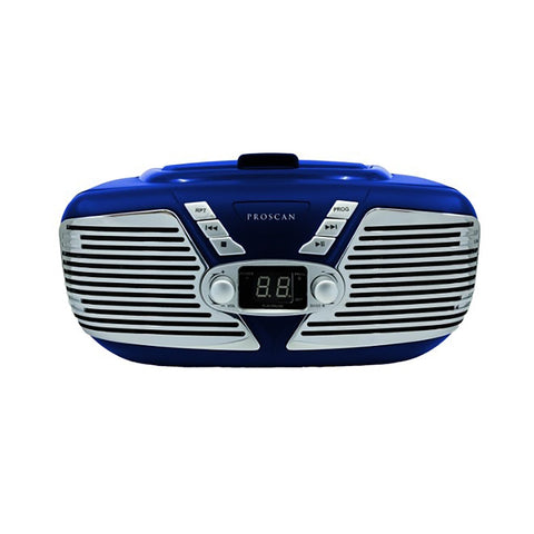 Proscan - BoomBox / Lecteur CD Portable avec Radio AM/FM, Style Rétro, Entrée AUX, Bleu