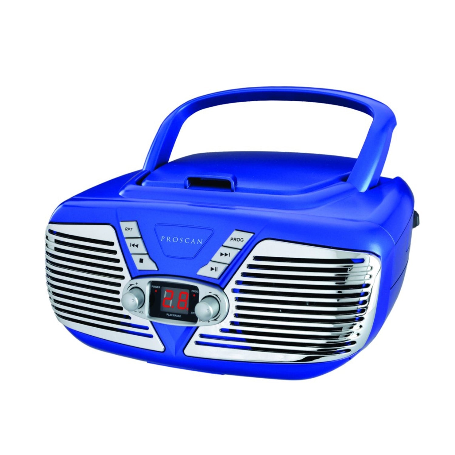 Proscan - BoomBox / Lecteur CD Portable avec Radio AM/FM, Style Rétro, Entrée AUX, Bleu - Simple Boutique
