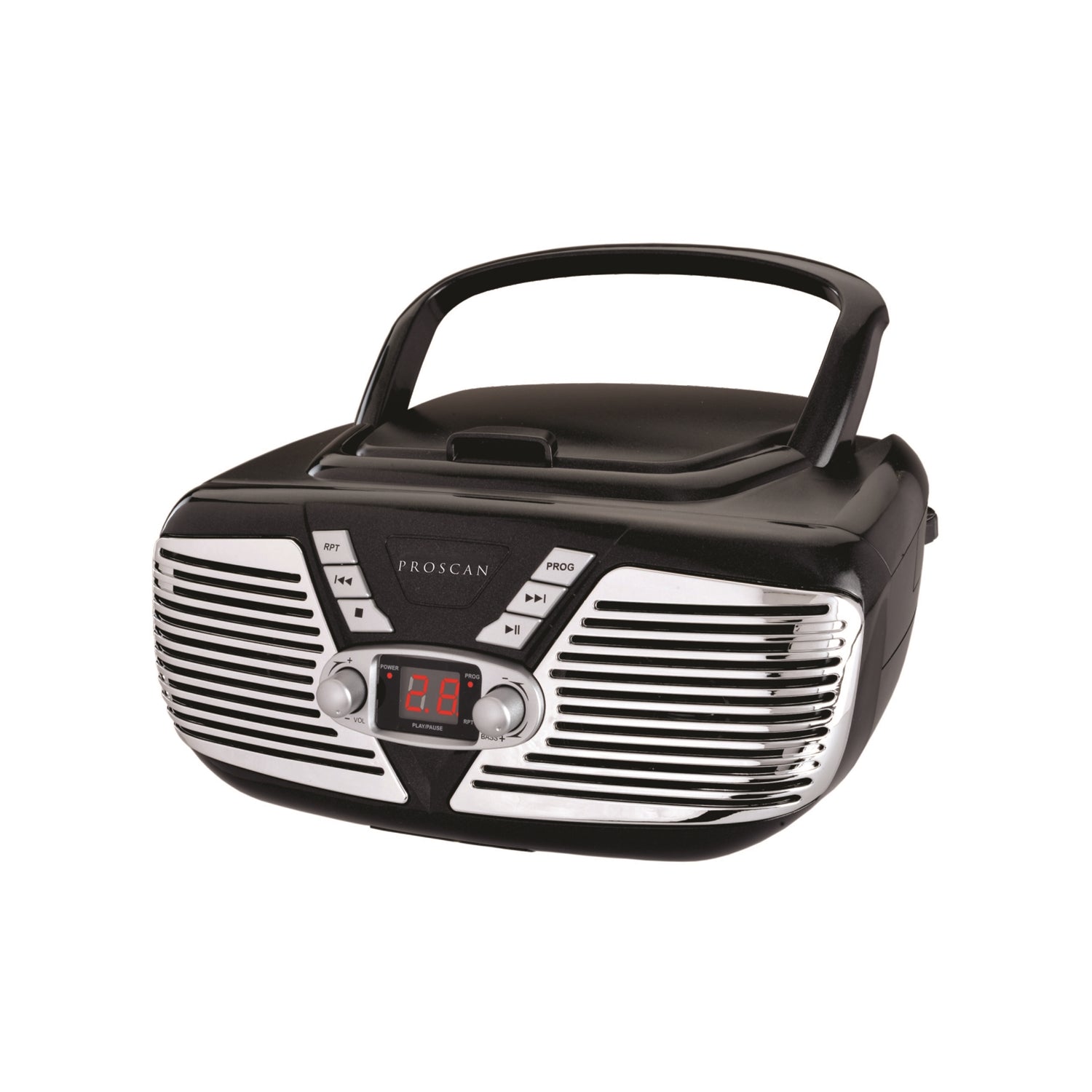 Proscan - BoomBox / Lecteur CD Portable avec Radio AM/FM, Style Rétro, Entrée AUX, Noir - Simple Boutique