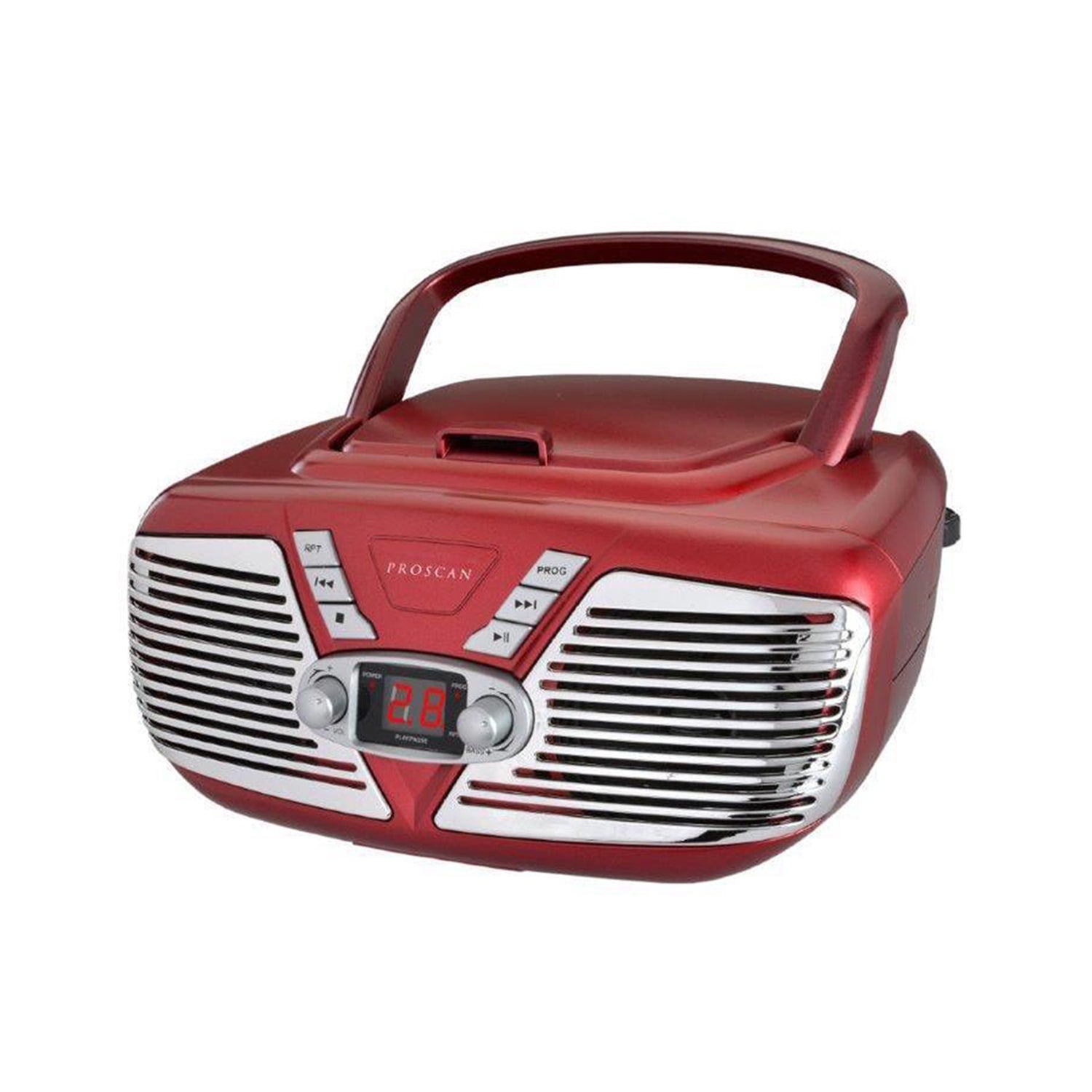 Proscan - BoomBox / Lecteur CD Portable avec Radio AM/FM, Style Rétro, Entrée AUX, Rouge - Simple Boutique