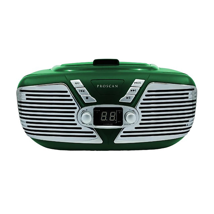 Proscan - BoomBox / Lecteur CD Portable avec Radio AM/FM, Style Rétro, Entrée AUX, Vert - Simple Boutique